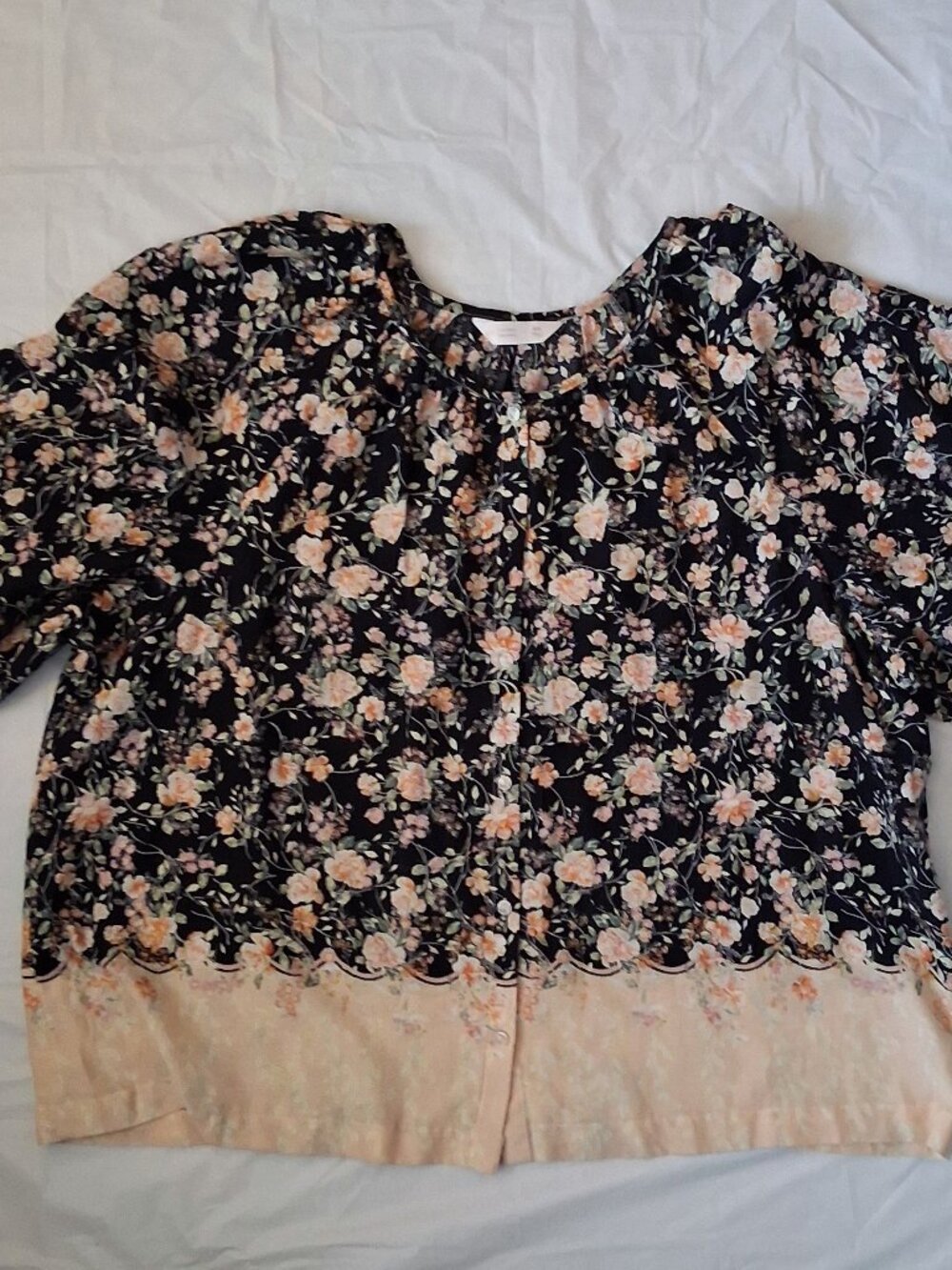 Lauren Conrad Floral Button Down Peasant Blouse Sz 2X